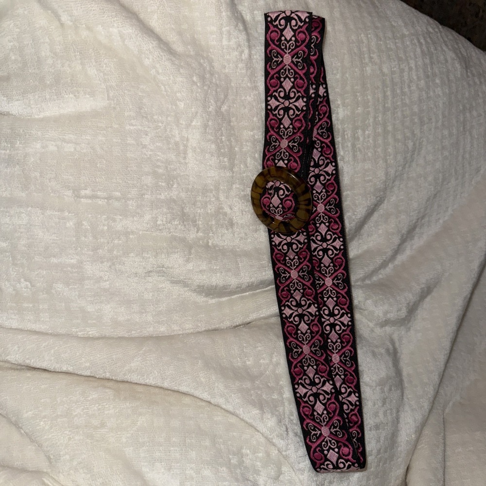 Top It Off Multicolor Jacquard Ribbon Floral Belt One Size S/M